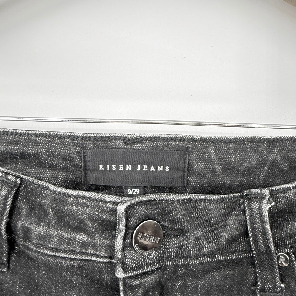 Risen Jeans Wide Leg Women 9/29 Black Faded Denim High Rise RDP5399 Boho Casual - Picture 3 of 11